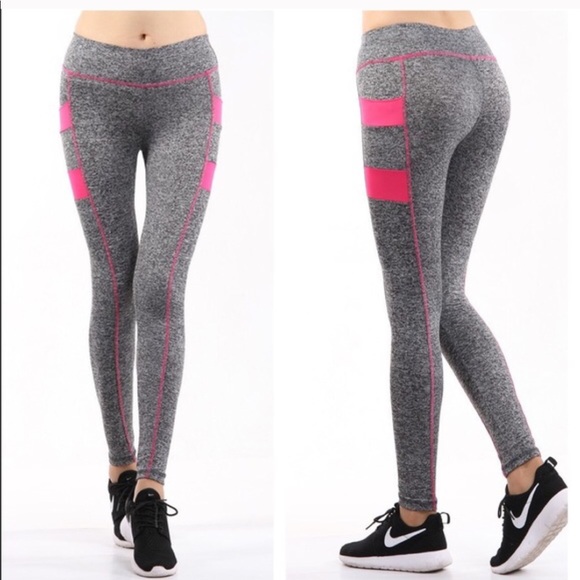 pink yoga pants with pockets